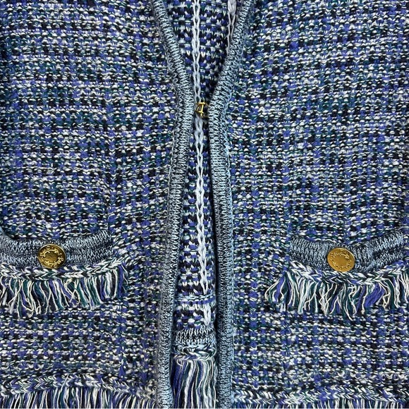 Lilly Pulitzer Simona Blue Oyster Day Navy Exotic Tweed Cardigan/Jacket XXS - Picture 12 of 14